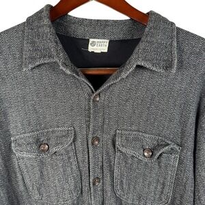 Happy Earth Jacket Herringbone Organic Cotton Button Up Shirt Mens Size Large